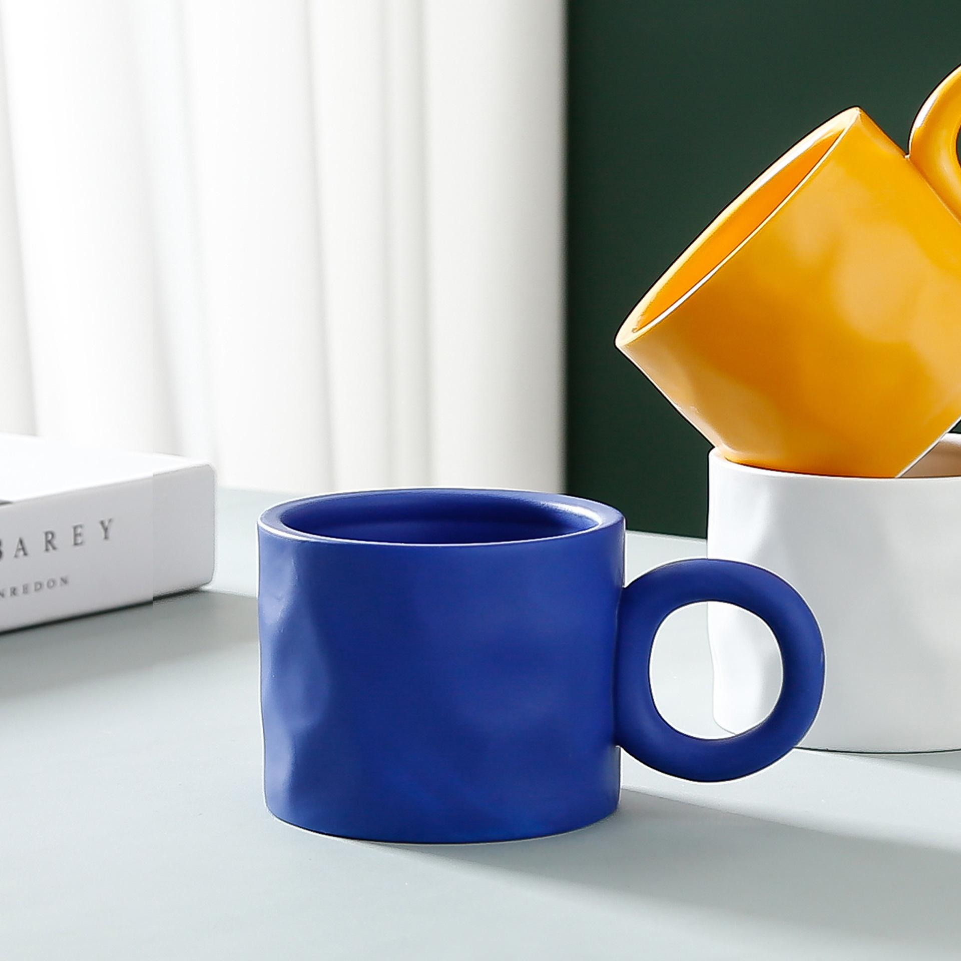 

400ml Ceramic Coffee Mug Breakfast Milk Oatmeal Cup With Round Handle Home Drinking Cup Microwave Dishwasher Safe 400ML белый