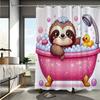 Cute Sloth Cartoon Printed Shower Curtain - Reversible Polyester, Machine Washable,  All-Season Knit Weave for Bathroom Decor