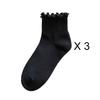 3 Pairs/Lot Cute Socks For Women New Japanese Style Breathable Girls Short Socks Kawaii Solid Socks Frilly Ruffle Socks Casual