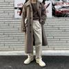 Lapel H-shaped Woolen Coat Men's Winter Thickened Mid-length Coat Korean Style Loose Woolen Windbreaker