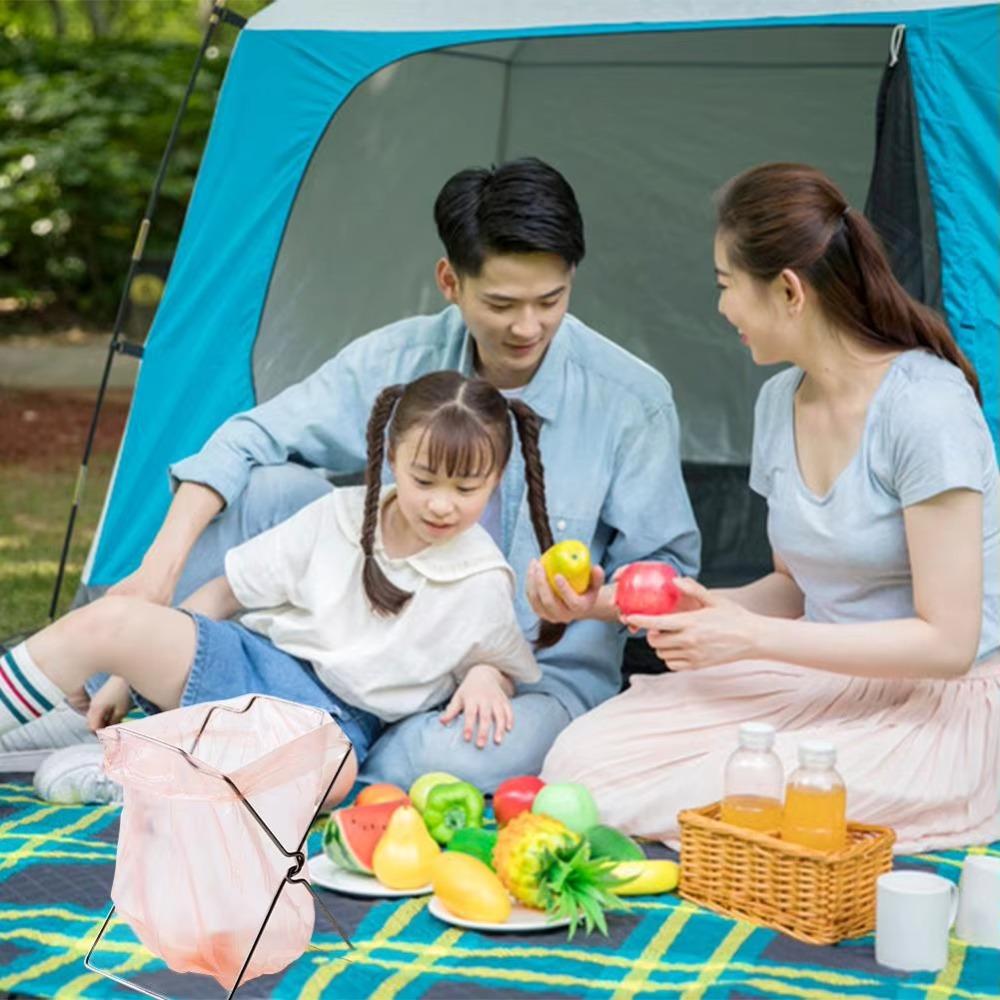 Kitchen Organizer Trash Bag Holder Stainless Steel Plastic Bag Shelf  For Outdoor Camping