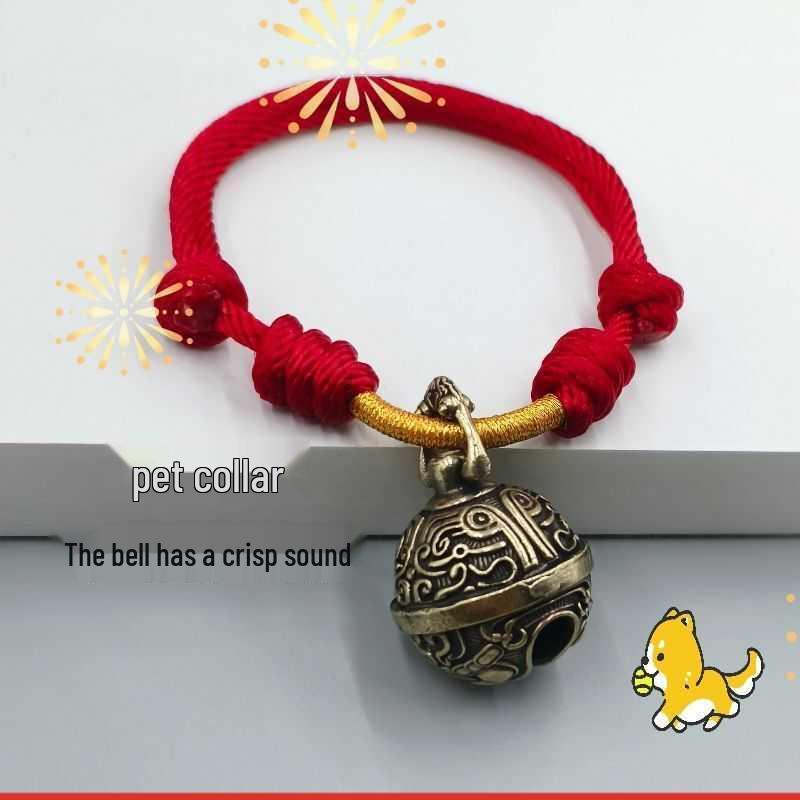Adjustable Brass Pet Collar with Bell for Medium and Large Dogs & Cats - Teddy, Golden Retriever Necklace Accessories