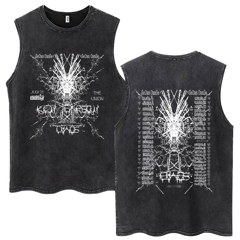 Ken Carson A Great Chaos Wash tílka pro muže a ženy módní trička bavlněné nadměrné gotické tričko bez rukávů s opiem
