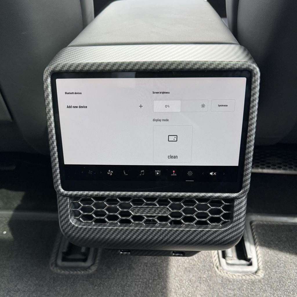 Updated Model 3 Rear Air Vent, Screen Protector, Rear Seat Anti-Kick Guard, and Interior Trim Kit.