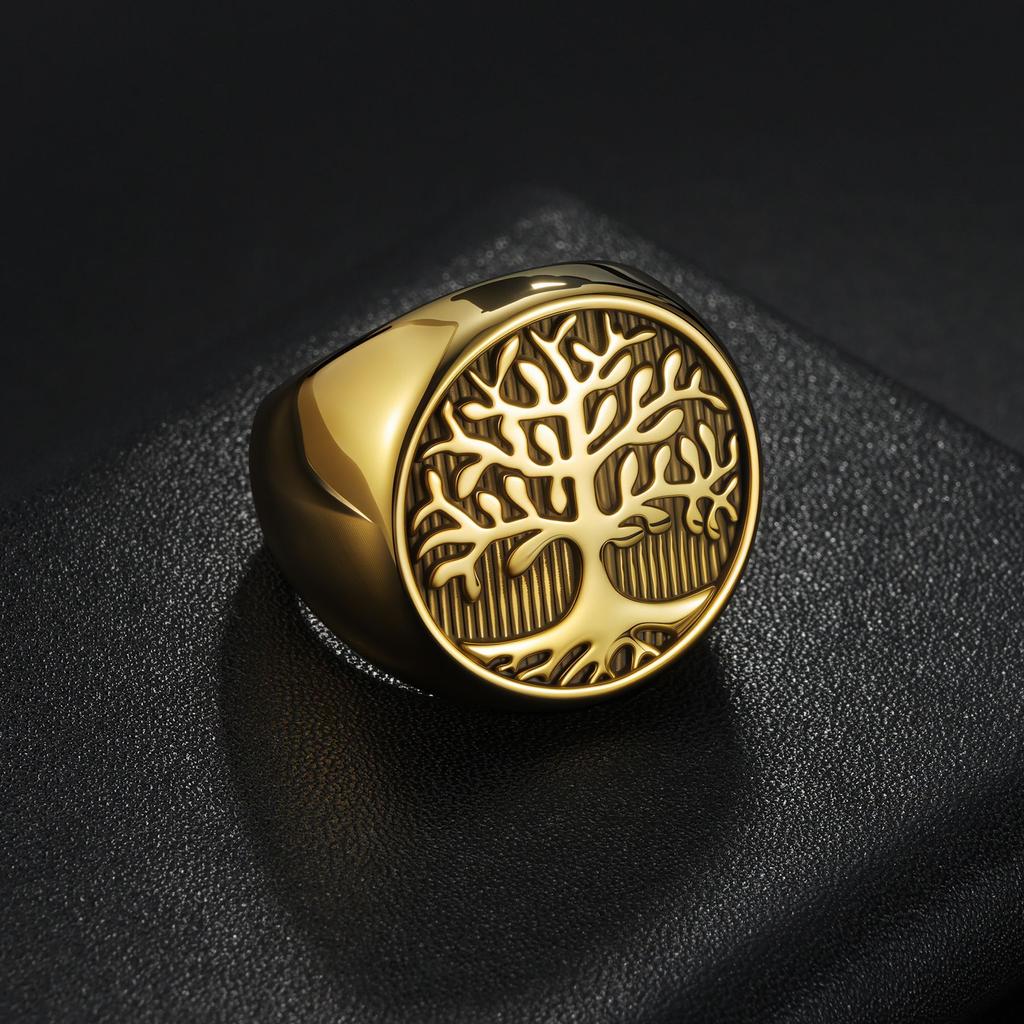 European and American Seal Hand Jewelry Creative Tree of Life Ring Casting Men's Ring