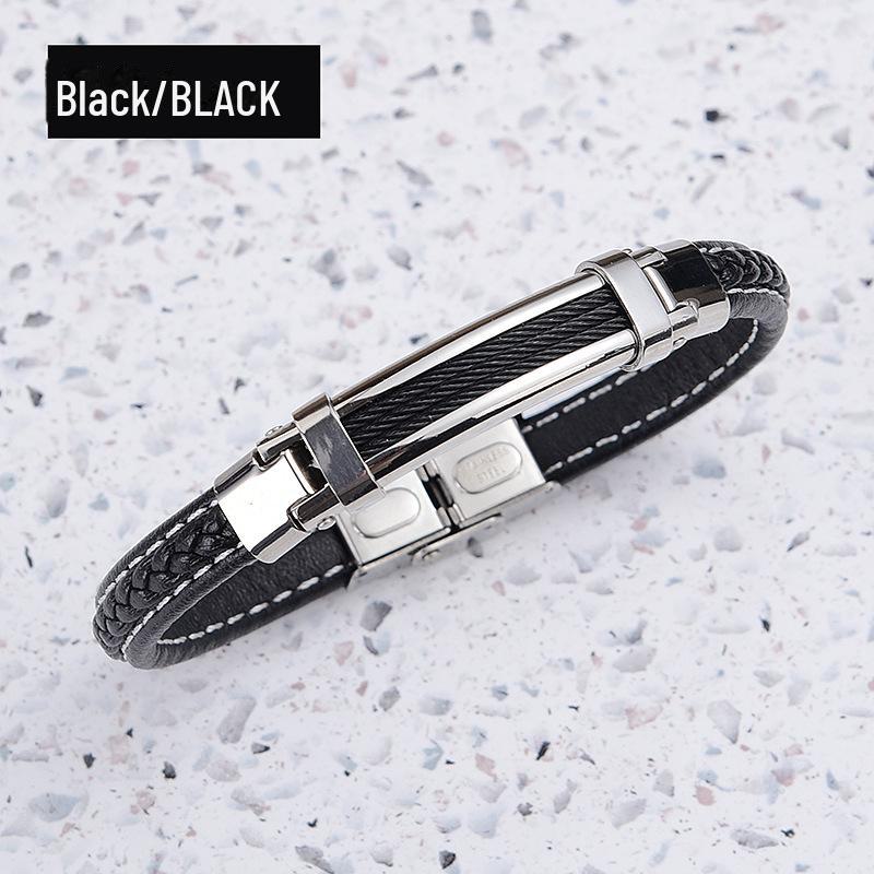 Men’s Luxury Stainless Steel & Microfiber Braided Bracelet