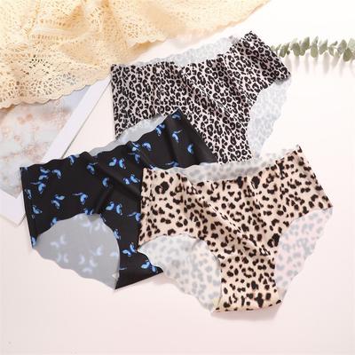 Ledové hedvábné kalhotky pro ženy Sexy leopardí spodní prádlo Krása Butterfly bezešvé spodní prádlo sexy kalhotky