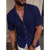 Knitted Shirt Men's Summer New Solid Color Lapel Hollow Breathable Men's Short-sleeved Top
