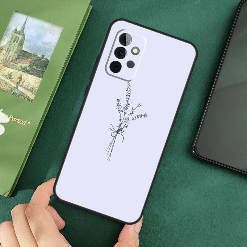 Lavender Purple Flowers Soft Cover For Samsung Galaxy A54 A53 A73 A13 A71 A51 A14 A52 A32 A12 A22 A52S Back Case