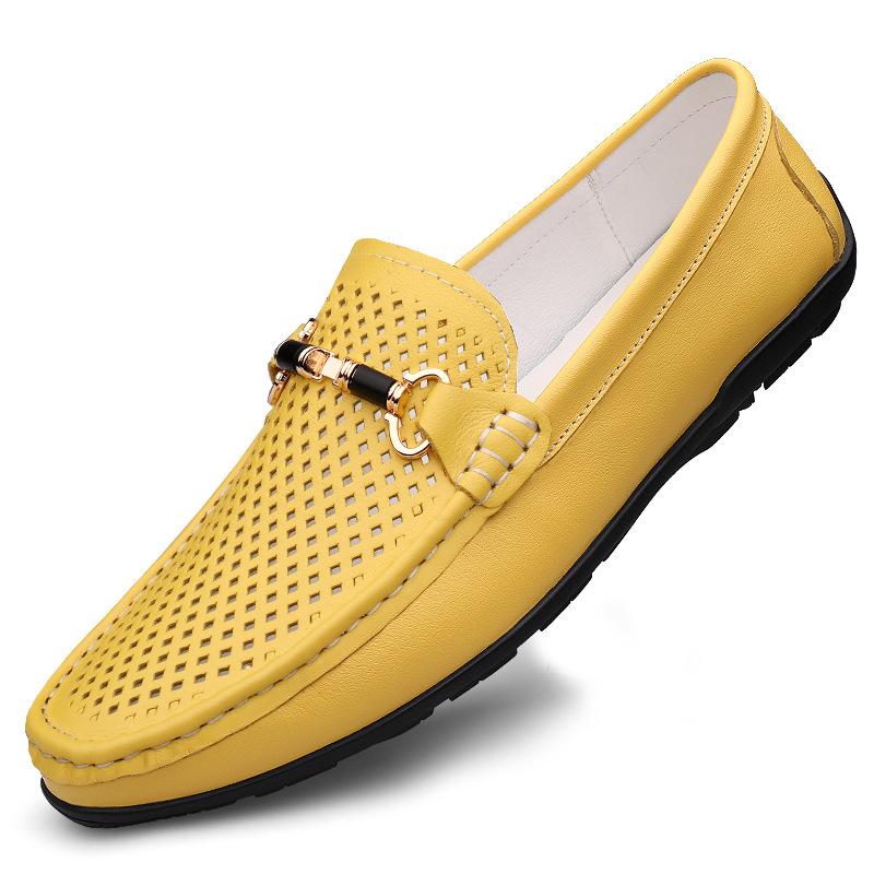 Herren weiße echte Leder Sommer Loafer - Atmungsaktiv & Bequem Freizeitschuhe.