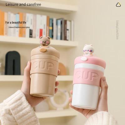 Shangqi Cartoon Glass Straw Cup