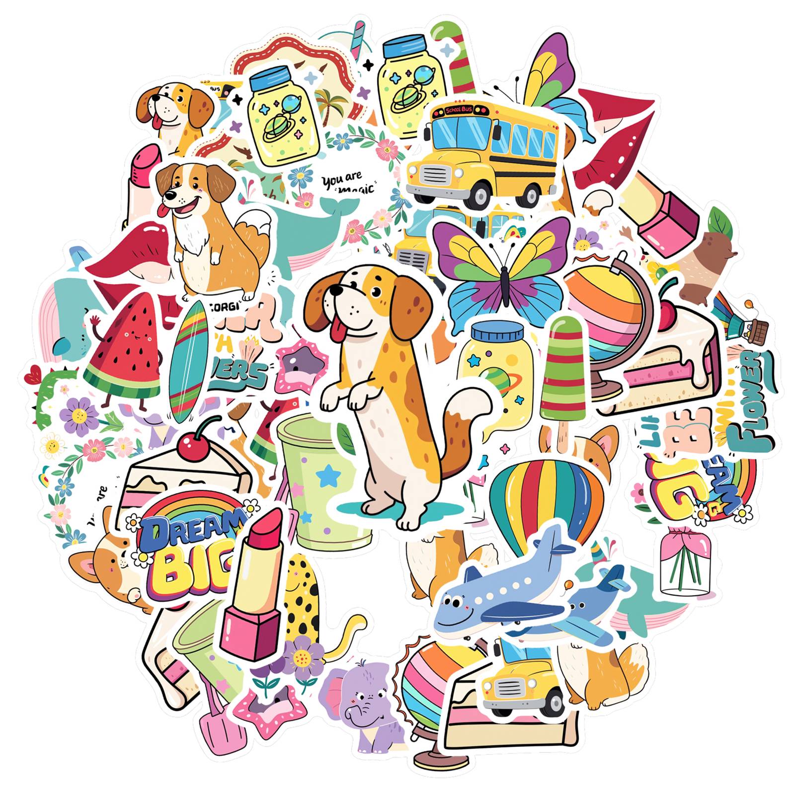 

35pcs Whimsical Inspirational Stickers Cartoon Travel DIY Stickers Travel Stickers For Suitcase Fridge Phone Luggage Laptop