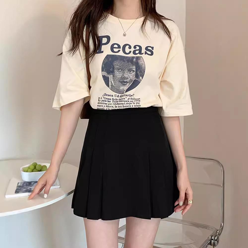 

2023 New Petite Black Pleated A-Line Midi Skirt with Shirt, High-Waisted and Slimming L