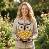 Solar Outdoor Waterproof Wall Light Owl Shape Decorative Metal Frame with LED Flower Lights for Garden Patio Yard Porch