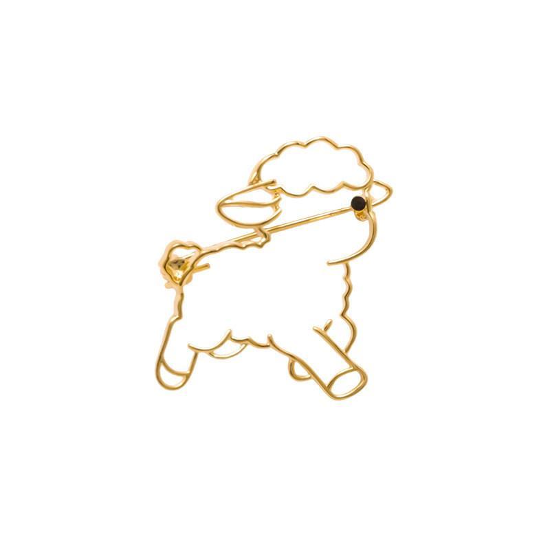 Cute Golden Hollow Sheep Brooch Cartoon Design For Jackets Scarves Bags Daily Wear Accessory