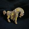 SKEDS Vintage Baroque Animal Brooches Large Size Horse Pins Mid-Century Creative Design Jewelry Shiny Rhinestones Corsages