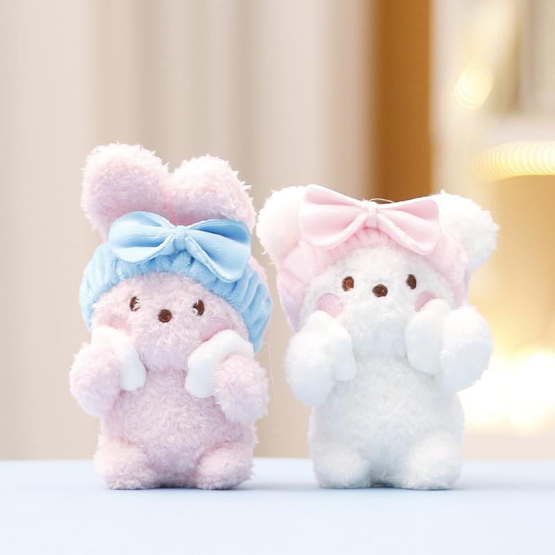 Face Wash Delightful Rabbit Plush Toy Keychain Adorable Short Fur Design For Kid