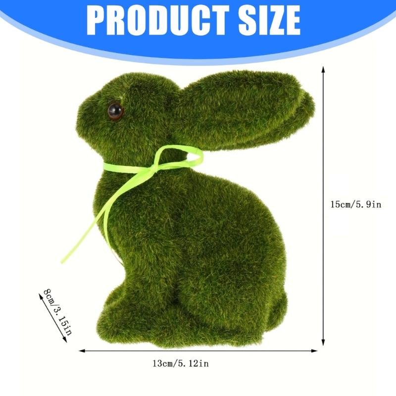 Easter Rabbit Decoration Realistic Grass Texture Rabbit Figurine for Mantel Tabletop Patios Festival Decoration