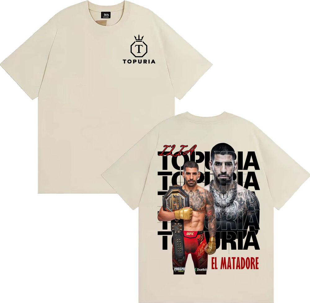 2025 Summer Limited Ilia Topuria El Matador Retro Graphic for Men Harajuku Cool Oversized  Man 100 Cotton Oversized Tshirt Y2k