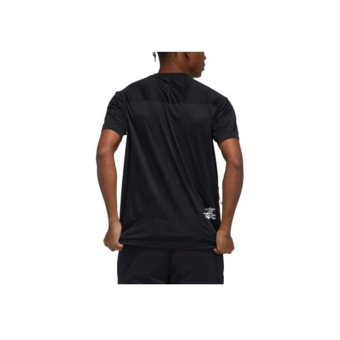 Adidas Reflective Print Sports Short Sleeve T-Shirt Men Tops Black GN7602