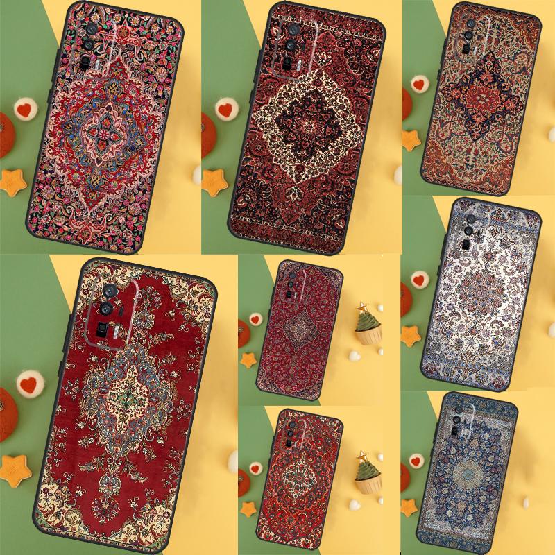 Persian Carpet Floral Pattern Case For POCO F6 Pro X6 X5 X3 F3 F5 M6 M5s Xiaomi 14 Ultra 12 13 Lite 11T 12T 13T Pro Cover