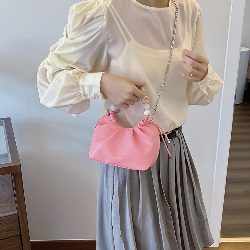 Niche Simple and Beautiful Handbag Women's Texture Pleated Bag New Spring Fashion Casual Crossbody Bag