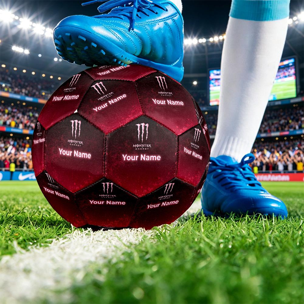 Monster Energy Size 5 Football, Custom Name Text Personalized Soccer Ball Sport Training Gift