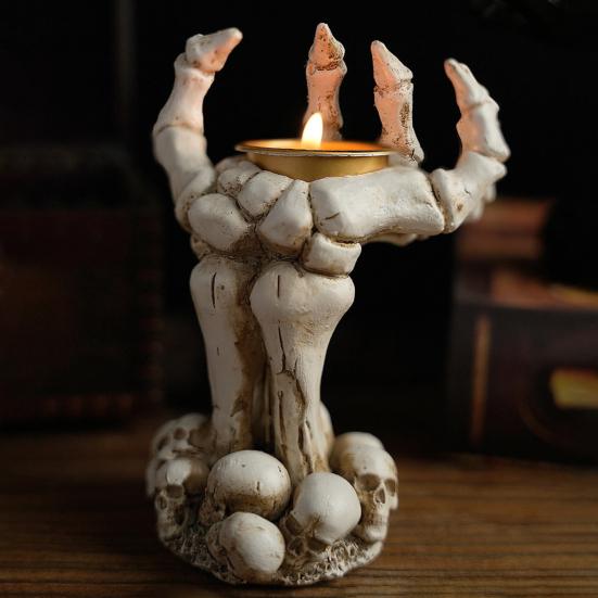 Halloween Ghost Hand Candle Holder Spooky Skeleton Hand Candle Stand Scented Tealight Candle