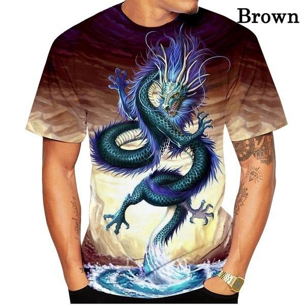 Cool Fashion Dragon 3D Printing T Shirt Casual Cartoon Anime Short Sleeve Tee