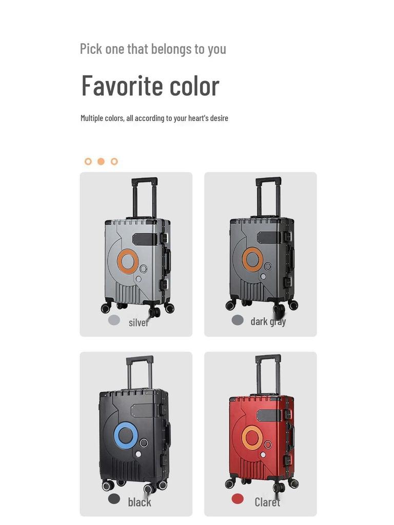 20-Inch Aluminum Frame Trolley Suitcase with Universal Wheels - Large Capacity Carry-On Luggage