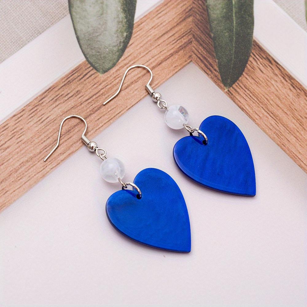 Boucles d'oreilles pendantes en forme de cœur en acrylique pour femmes et filles, Boucles d'oreilles pendantes en forme de cœur, Bijoux romantiques pour la Saint-Valentin