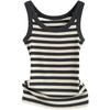Canottiera a Righe Bianche e Nere in Cotone Modal Intimo per Completi Versatile Quotidiano Elastico Aderente Strato Base Tessuto Morbido Capo Interno ed Esterno