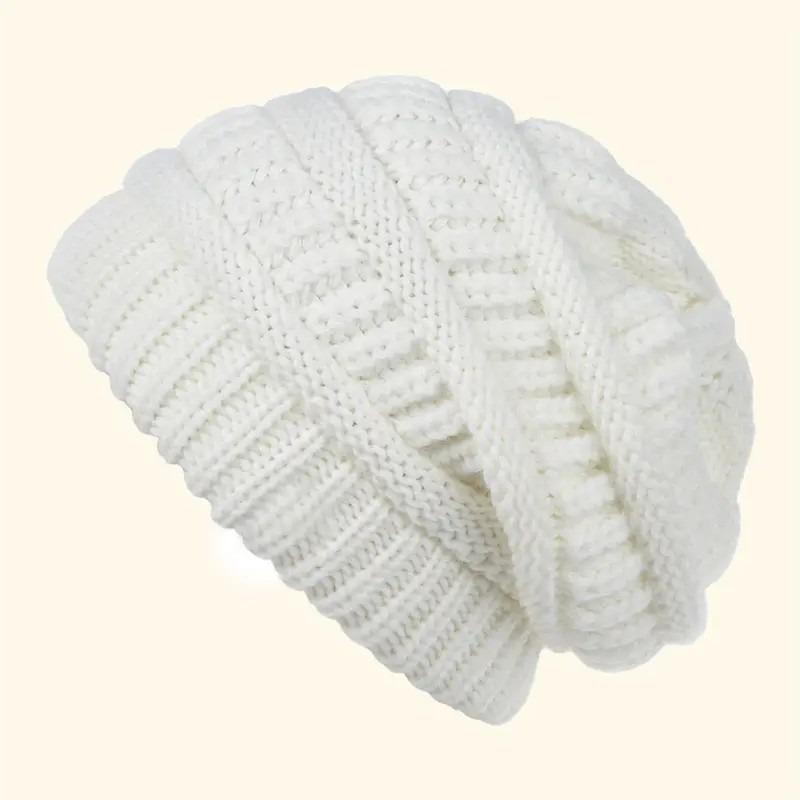 Women's Winter Beanie Hat with Extra-Large Circumference Thickened for Warmth Wide-Circumference Knit Hat Windproof and Cold-Resistant