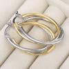 Huitan Women Hoop Earrings Simple Two Tone Circle Design Versatile Elegant Party Daily Wedding Zircon Fashion Metal Accessories