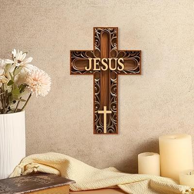 12 x 8 Zoll Kreuz Wanddekoration 2D Holz Wandmontiertes Kreuz Inspirierende Wandkunst Dekoration Christen Hängendes Schild