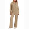 Women's Fashion Casual Solid Color Loose Sets Zip Up Sweatshirt Suit