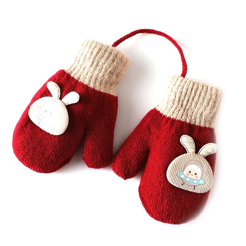 Children Gloves in Autumn and Winter Double-layer Plus Velvet Thickening Warm Cute Gloves for 0-3 Years Old Toddlers