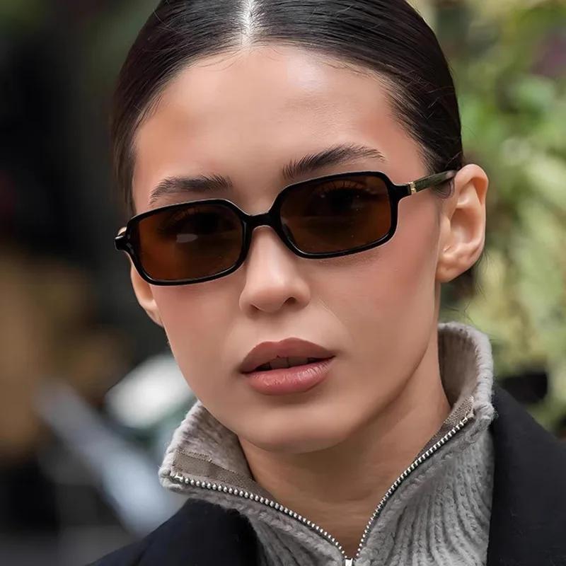 Fashion Women Small Rectangle Sunglasses Retro Leopard Shades UV400 Anti-Blue Light Glasses Frames