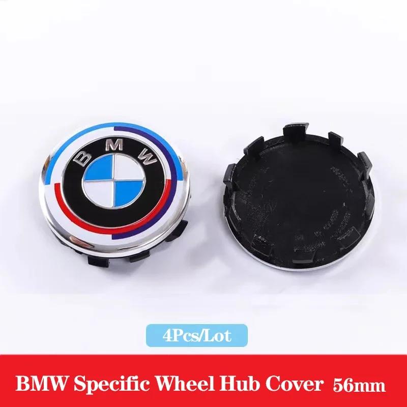 4 Stück 56/68mm Auto Radkappen Auto Radnabenabdeckung Radkappen Dekoration Zubehör für Für BMW 50. Jubiläum LOGO Abzeichen Emblem