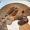 Boys Girls Moccasins Retro Non-slip Sweet Kids Flat Shoes Soft Sole 2024 New Fashion Children Leather Shoes Hook&loop Elegant