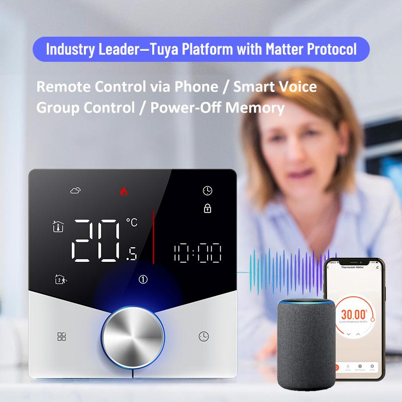 Matter Warm Floor Room Heating Thermostat Temperature Controller Water/Electric/Gas Boiler Tuya Smart Life Alexa Home Homekit