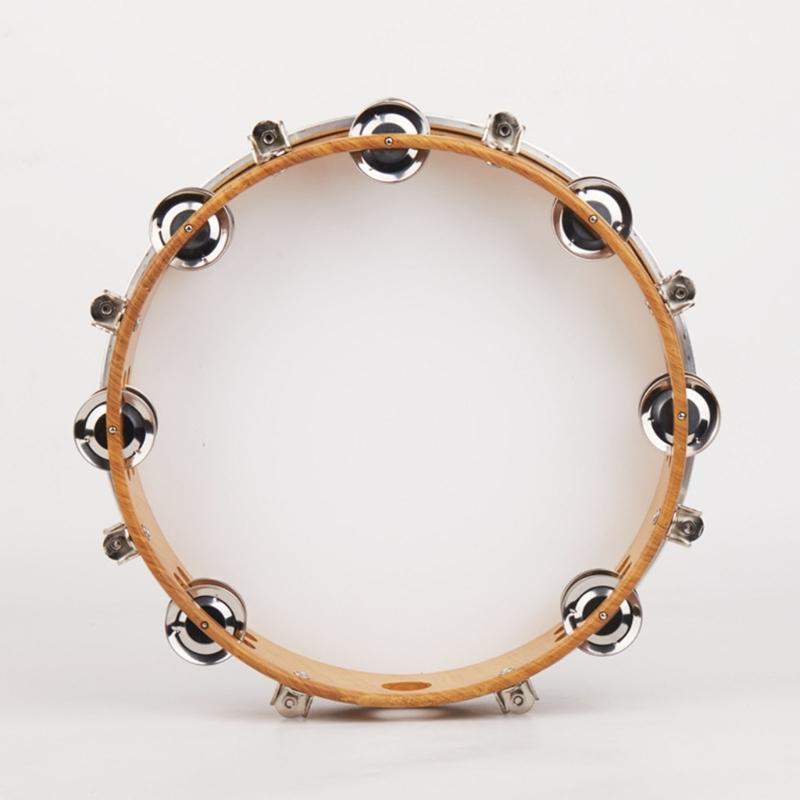 10inch Double Row Bells Tambourine Small Musical Beat Instrument Hand Drum Hand Held Tambourine Drum Bells Music Toy