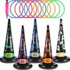 Inflatable Witch Hat Set - Halloween with 5 Witch Hats & 10 Plastic Rings for Kids Family Indoor Outdoor Party Activity