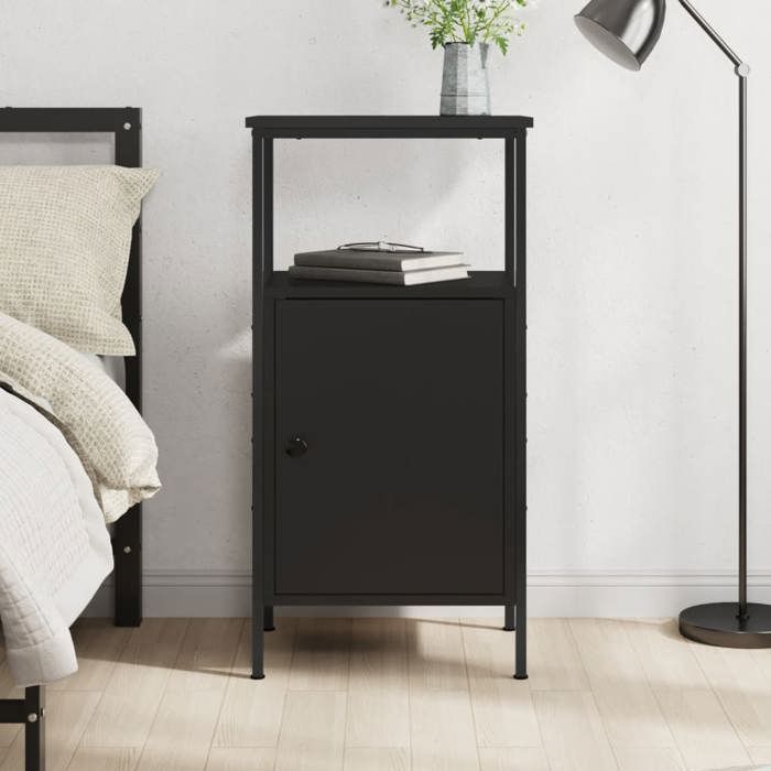 VidaXL Table de chevet noir 41x31x80 cm bois d’ingénierie 825923