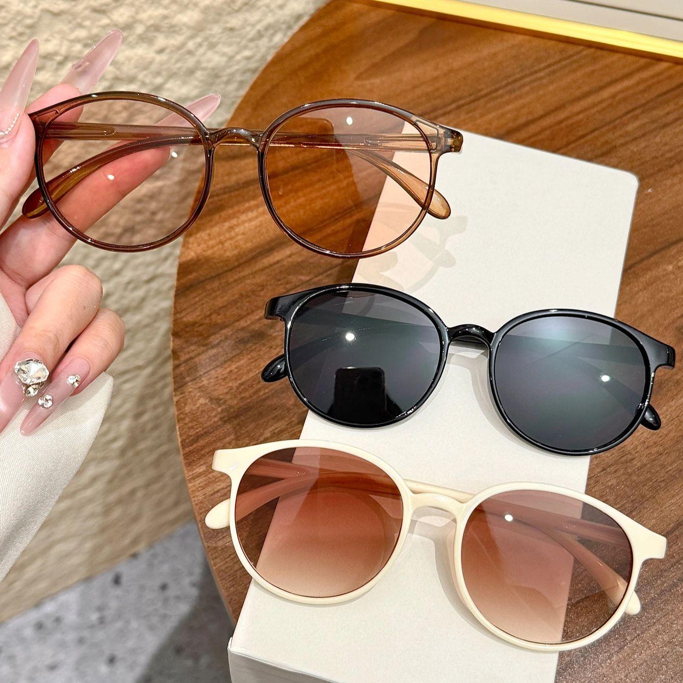 

3Pcs Fashionable Round Frame Glasses Set, Lightweight and Portable, Suitable for Long-Term Wear, Stylish Outfits, Holiday Gifts