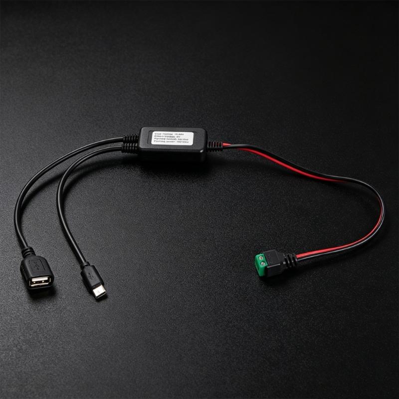Modul konvertoru 12V/24V na 5V Napájecí adaptér Kabel 2pinový Bezsvařovací svorka k USB/Type C Step-down nabíjecí kabel