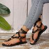 Leichte Sommersandalen für Damen – Schwarze flache Sandalen mit gekreuzten Riemen, bequeme und lässige Strandschuhe für den Urlaub