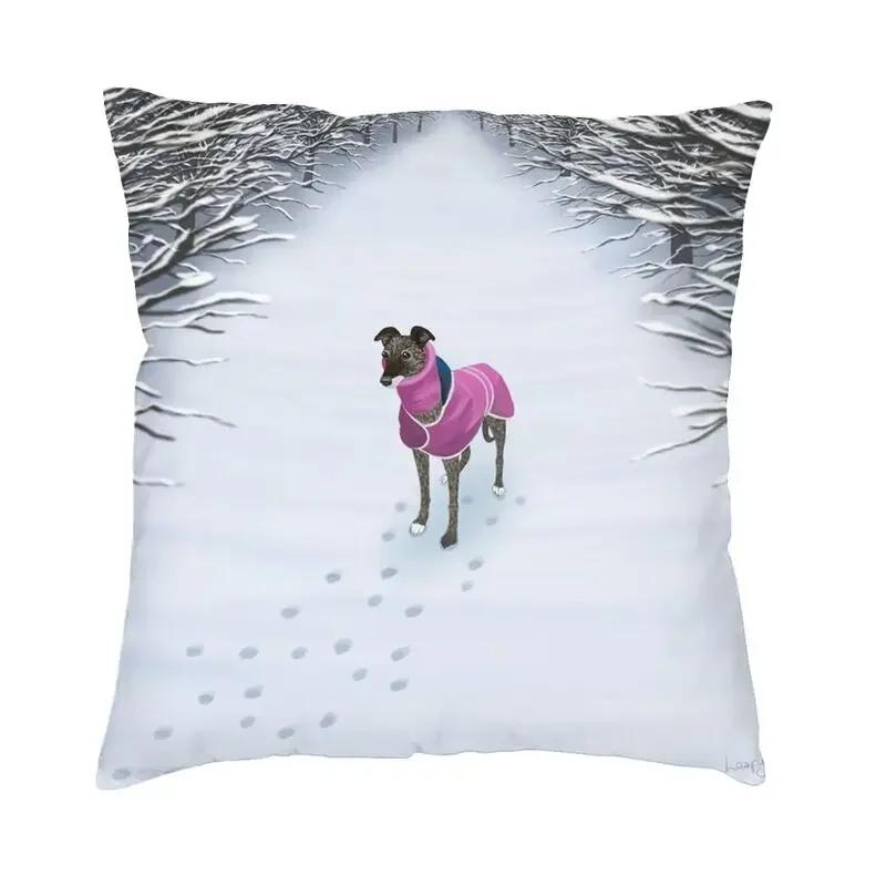 Husă de pernă de lux Greyhound 40x40cm Husă de pernă moale pentru câine Whippet Sihhound pentru canapea Decorare pătrată pentru mașină