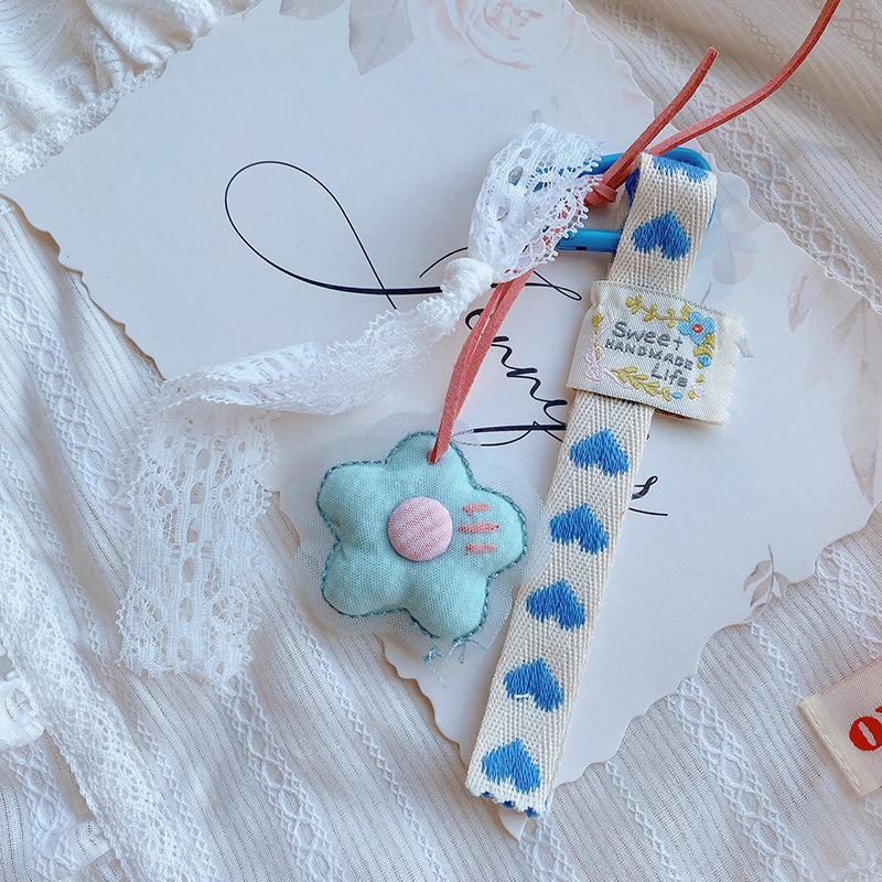 

Lace Ribbon Keychain Fabric Flower Charm Pendant Keyring Simple All-Matching Bag Decoration Jewelry Accessories