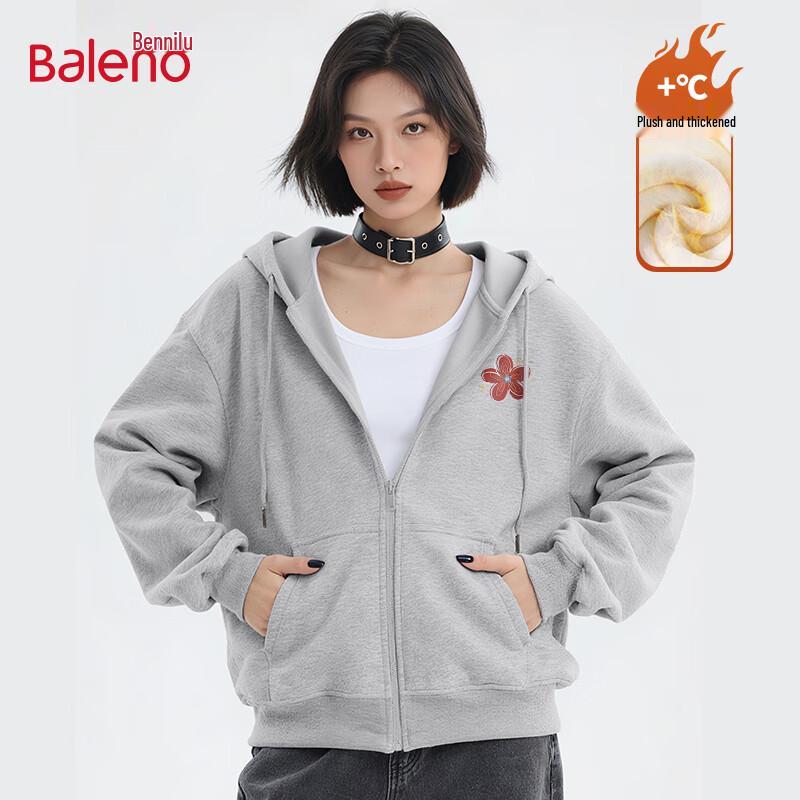 Baleno Women's Trendy Fleece-Lined Star & Floral Hoodie Jacket